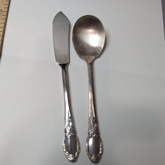 Wm Rogers Silverplate Spoon, Oneida and Butter Knife Chatelaine Silverware, Wm - Picture 1 of 2
